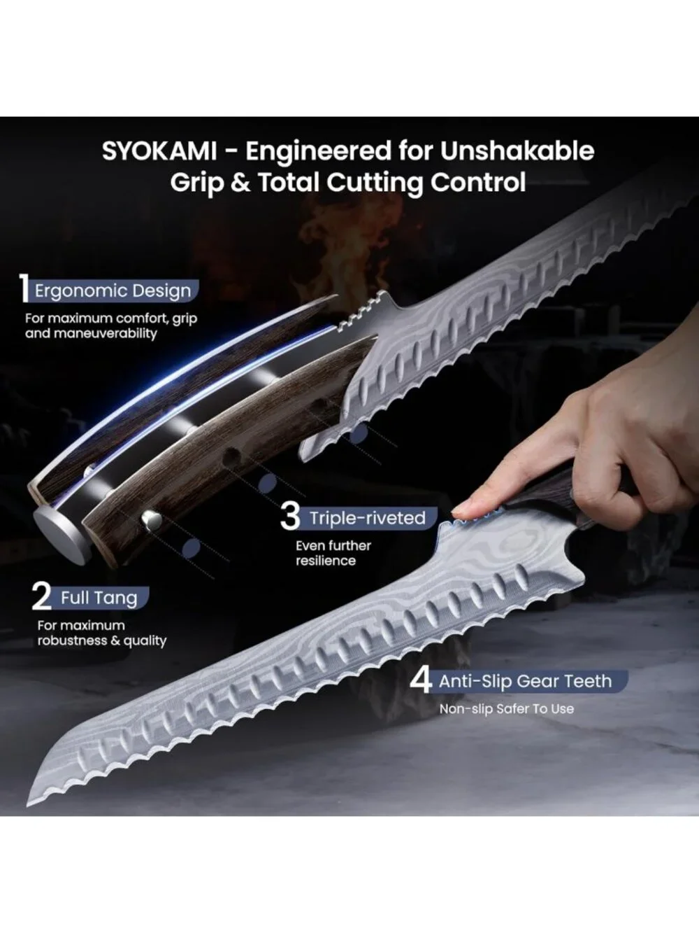 10.5 Inch Upgraded Offset Bread Knife for Homemade Bread & Baking Essentials